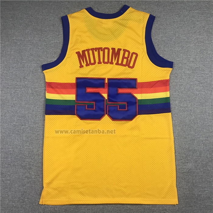 Camiseta Denver Nuggets Dikembe Mutombo #55 Mitchell & Ness 1991-92 Amarillo